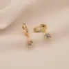 Wholesale Ion Plating (IP) Real Gold Plated Rainbow Moon Cherry 304 Stainless Steel Retro Classic Style Waterproof Non Tarnish Charm Sleeper Hoop Earrings Drop
