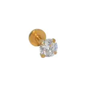 Gold White And Round Zirconium / 1.2x6x2mm