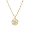 Fashion Twelve Constellation Copper Inlaid Zircon Gold Plated Stainless Steel Pendant Necklace