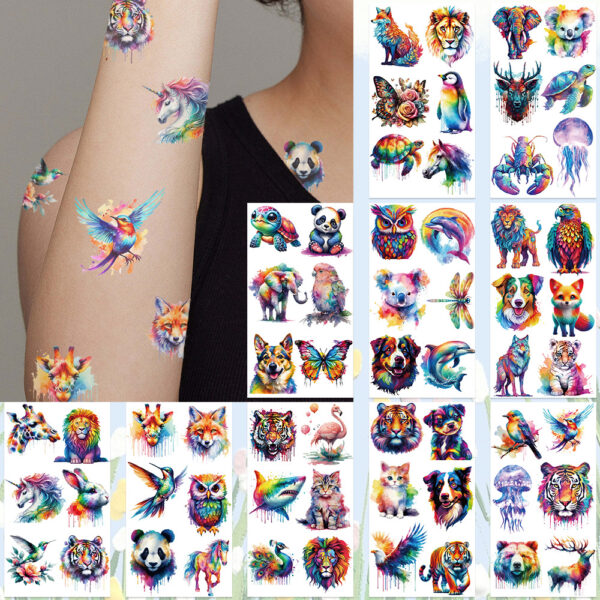 Wholesale 10Pcs/Pack Cartoon Creative Animal Painted Tattoo Stickers Party Party Fun Personalized Face Stickers Arm Stickers