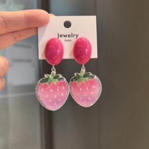 Wholesale Small fresh and sweet strawberry double ball ear clip