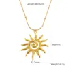 Ion Plating (IP) Real Gold Plated Sun 304 Stainless Steel Modern Style Waterproof Non Tarnish 304 Stainless Steel Pendant Necklace