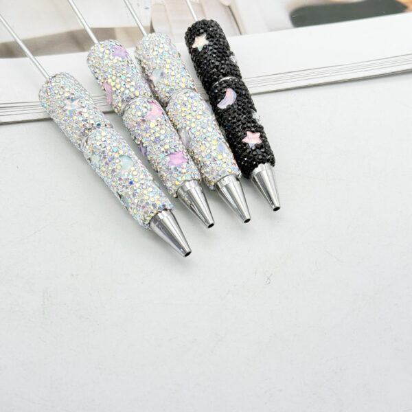 Wholesale Cross-border diy star moon mocha full diamond beaded pen creative rhinestone cute pen colorful gift pen