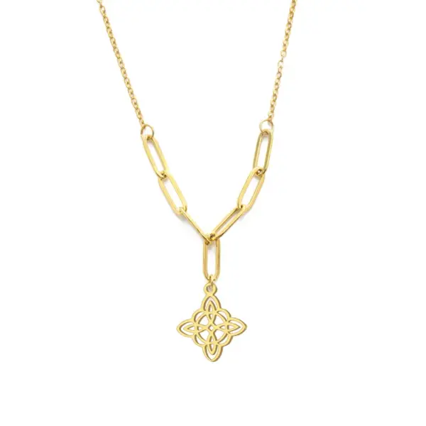 Wholesale Jewelry Hip-Hop Retro Witches Knot 304 Stainless Steel Plating Pendant Necklace