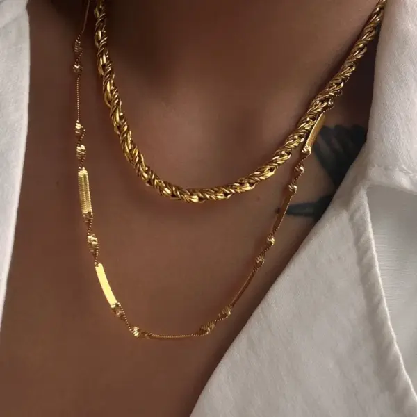 PVD Coated Solid Color 304 Stainless Steel Simple Style Classic Style Waterproof Non Tarnish 304 Stainless Steel Necklace