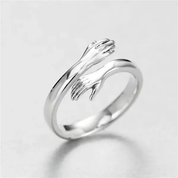 Wholesale PVD Coated White Gold Plated Gesture Stainless Steel Fashion Waterproof Non Tarnish Rings