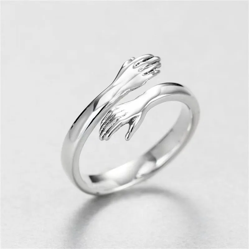 Wholesale PVD Coated White Gold Plated Gesture Stainless Steel Fashion Waterproof Non Tarnish Rings