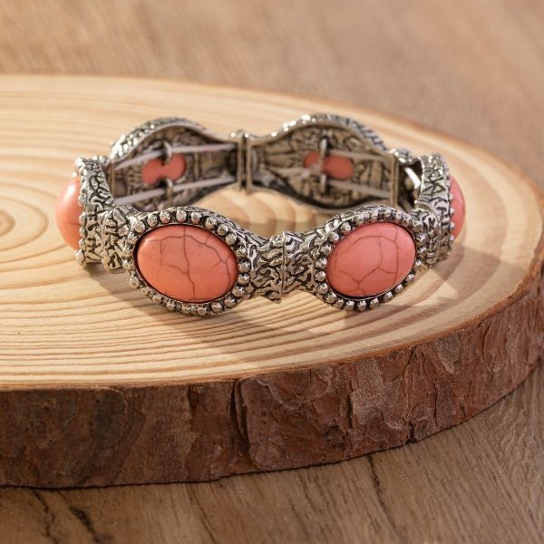 Wholesale Europe and the United States cross-border new bohemian style new simple fashion oval pattern turquoise environmental protection bracelet