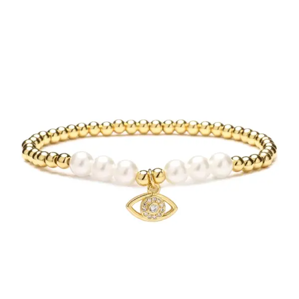 Wholesale 1 Piece Artistic Star Moon Eye Copper Pearl Inlay Zircon Bracelets