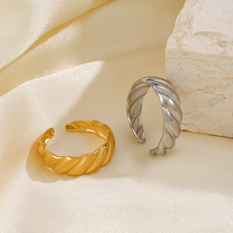 PVD Coated 18K Gold Plated Irregular 304 Stainless Steel Simple Style Waterproof Non Tarnish Open Rings