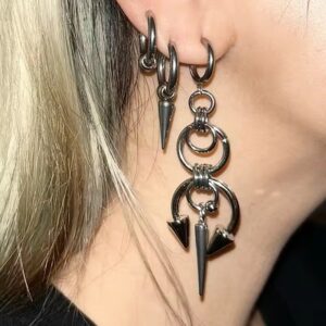 Wholesale New cross-border European and American Gothic stainless steel earrings sewing willow nails two-way pointed cone earrings earrings