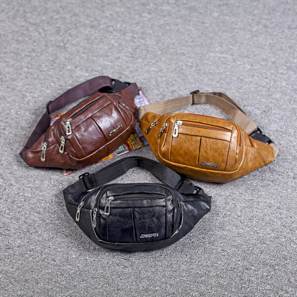 Wholesale New Cross-border Men's Outdoor Sports Waterproof Crossbody Bag Lightweight Travel PU Mobile Phone Bag Casual Large Capacity Bag