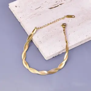 PVD Coated Real Gold Plated 18K Gold Ft 304 Stainless Steel Titanium Steel Casual Waterproof Non Tarnish 304 Stainless Steel Titanium Steel Bracelets