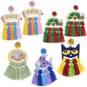oly-e4975862020856f3ada5054bccd4f22f Wholesale Fun Reading Pencil Student Teacher Braided Earrings