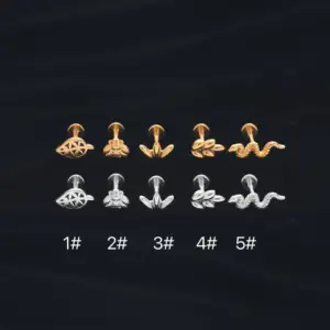 Wholesale Classic Style Leaf Snake Bee Stainless Steel Plating Lip Stud