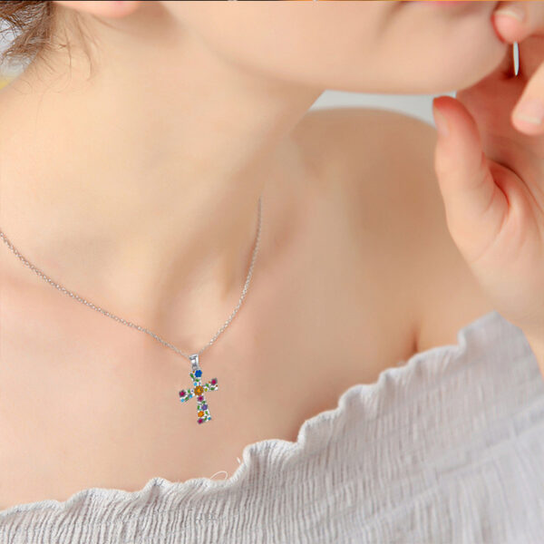 oly-e49f50bddab43f7103b2db13bf8420bc Wholesale Cross-border Explosions Jewelry Wholesale Cross Flower Necklace Pendant Women's Fashion European and American Style Small Plum Blossom Religious Jewelry