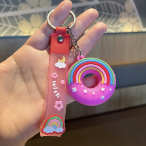 M0320#Donut [rainbow leather rope]-rose red