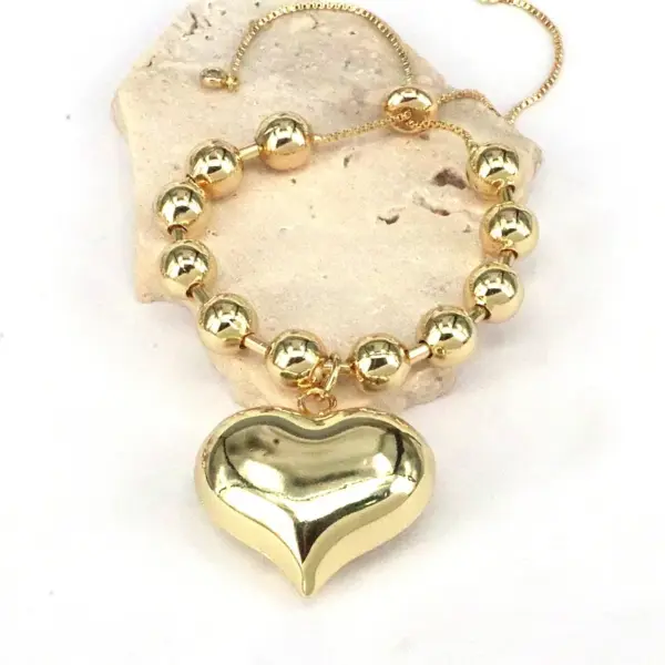 Wholesale Simple Style Heart Shape Copper Plating Gold Plated Bracelets