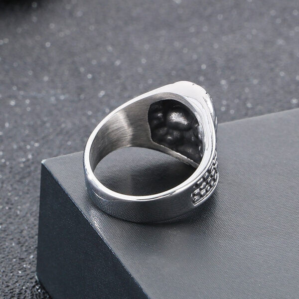 oly-e4aca29706ce7c4de8f36b14e7380cce Wholesale Personalized Retro Trendy Men's Ghost Head Ring Hip-Hop Punk Style Skull Stainless Steel Men's Ring