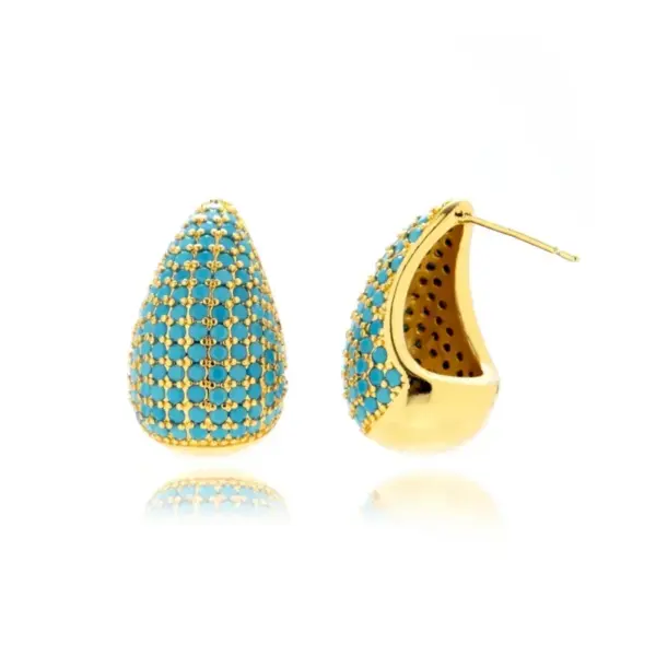 Wholesale 1 Pair Vintage Style Simple Style Water Droplets Plating Inlay Copper Zircon Gold Plated Ear Studs
