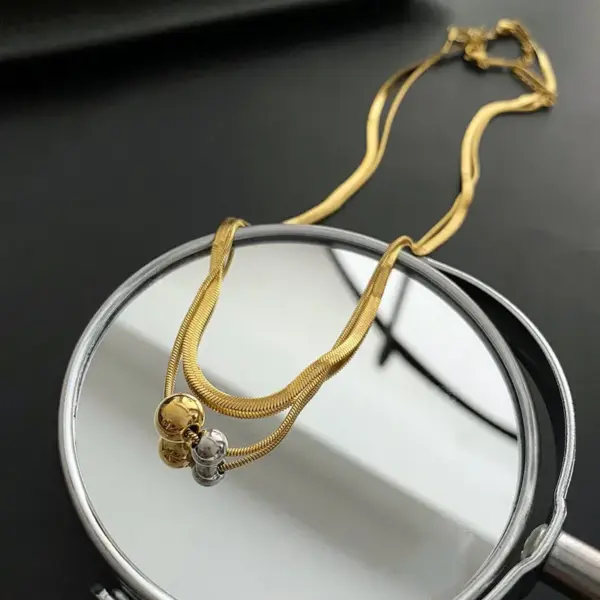 Vacuum Plating Real Gold Plated 18K Gold Gold Plating Silver Plated Round 304 Stainless Steel INS Style Waterproof Non Tarnish Titanium Steel Layered Necklaces