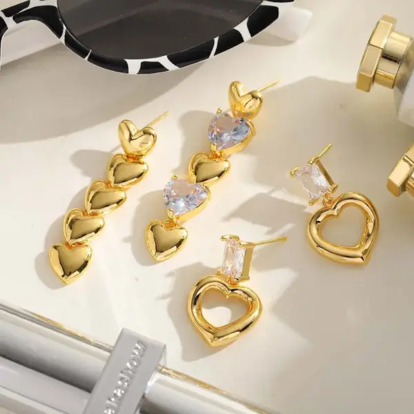 Wholesale 1 Pair Casual Luxurious Artistic Heart Shape Inlay 304 Stainless Steel Zircon Ear Studs