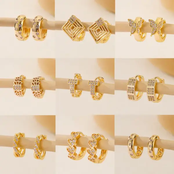 Wholesale 1 Piece IG Style Simple Style Geometric Inlay Copper Zircon Earrings