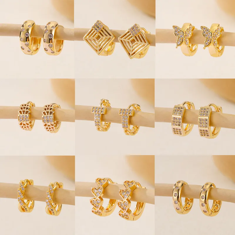 Wholesale 1 Piece IG Style Simple Style Geometric Inlay Copper Zircon Earrings