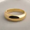 Wholesale PVD Coated Real Gold Plated 18K Gold Solid Color Stainless Steel Simple Style Waterproof Non Tarnish Rings