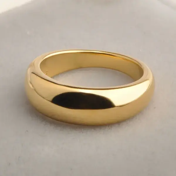 Wholesale PVD Coated Real Gold Plated 18K Gold Solid Color Stainless Steel Simple Style Waterproof Non Tarnish Rings
