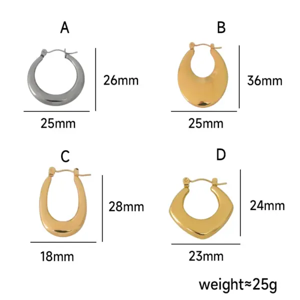 Wholesale 201 Stainless Steel U Shape Geometric Electroplating Golden Plated Modern Style Classic Style Earrings