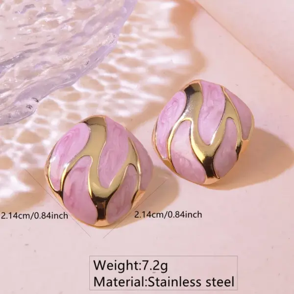 304 Stainless Steel Plastic Geometric Electroplating Imitation Gold Simple Style Commute Ear Studs