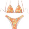 Wholesale 2025 New European and American Split Bikini Swimsuit Cross-Border Amazon Floral Sexy Beach Vacation Bikini