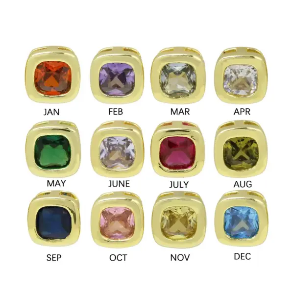 Wholesale Export Colorful Geometric Square December Birthstone Birthday Stone Birthstone DIY Zircon Small Pendant Necklace