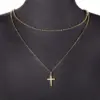 Wholesale 304 Stainless Steel Casual Simple Style Cross Double Layer Necklaces Pendant Necklace