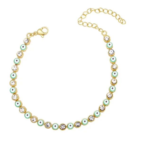 Wholesale Fashion Eye Copper 18k Gold Plated Artificial Gemstones Bracelets In Bulk