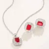 Wholesale Retro Geometric Copper Inlay Zircon Gold Plated Earrings Necklace
