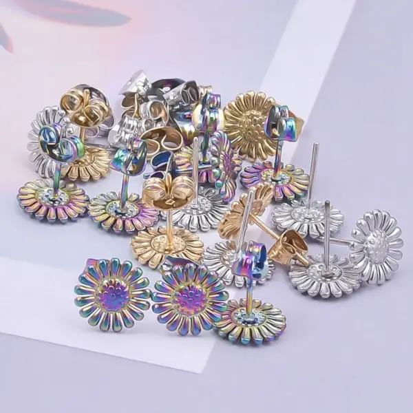 Wholesale PVD Coated Real Gold Plated 18K Gold Flower Butterfly 304 Stainless Steel Simple Style Waterproof Non Tarnish Ear Studs