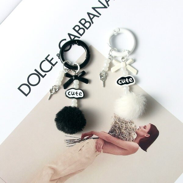 Wholesale Style Simple Handmade DIY Hair Ball Letter Blind Box Cute Grain Pendant Beaded Keychain Mobile Phone Chain Bag Hanging Decoration