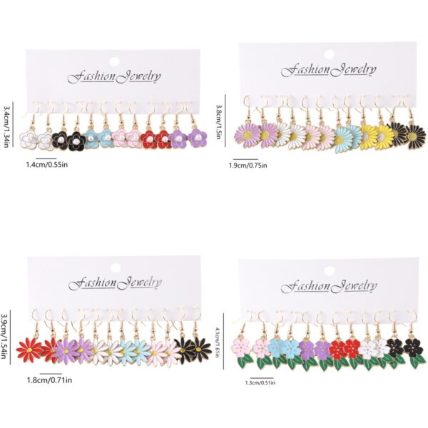 Wholesale Cross Border Color Small Flower Oil Drop Pendant Earrings suit Bohemian Alloy Earrings Spring and Summer Earrings Gift