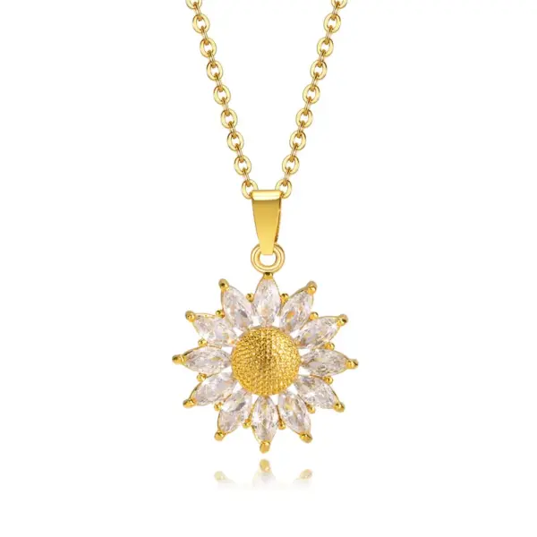Wholesale Jewelry Fashion Flower 201 Stainless Steel Zircon Plating Inlay Stainless Steel Necklaces