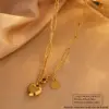 304 Stainless Steel Paper Clip Heart Shape Ion Plating (IP) 18K Gold Plated Retro Classic Style Waterproof Non Tarnish Regular Chain Bracelets Necklace Jewelry Set