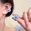 Wholesale Summer graffiti ~ color flower ear clip women's 2024 new earrings without earholes dopamine sweet temperament earrings