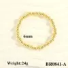 Wholesale Copper Round Hip-Hop Simple Style Gold Bead Necklace Gold Bracelets