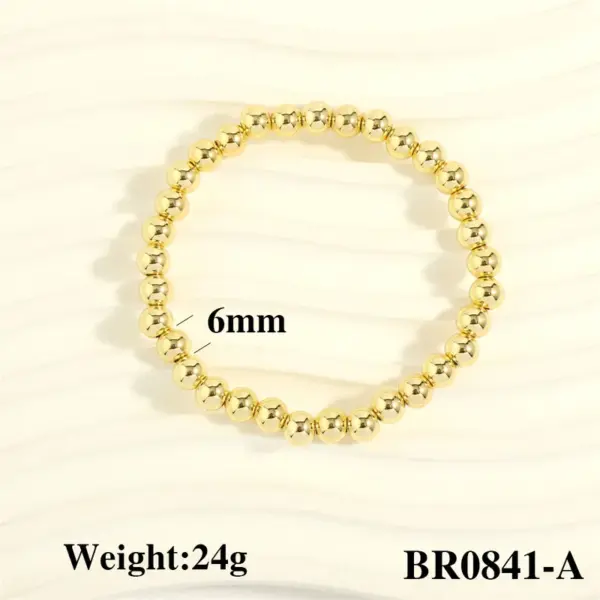 Wholesale Copper Round Hip-Hop Simple Style Gold Bead Necklace Gold Bracelets