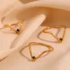 Wholesale Jewelry Vintage Style Simple Style Classic Style V Shape 304 Stainless Steel Rhinestones 18K Gold Plated Plating Inlay Rings