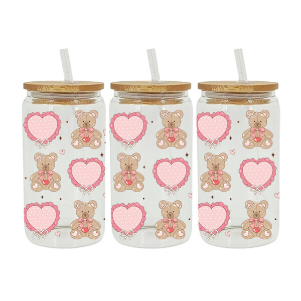 Wholesale Cute cartoon floral pattern 16oz Cup UV DTF Wraps