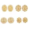 Wholesale 1 Pair Ethnic Style Virgin Mary Oval Plating Inlay Copper Zircon 18k Gold Plated Ear Studs