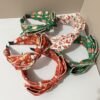 Wholesale Fabric knotted Santa Claus headband, floral, red striped, plaid, solid color, bow, wide border, 1 piece
