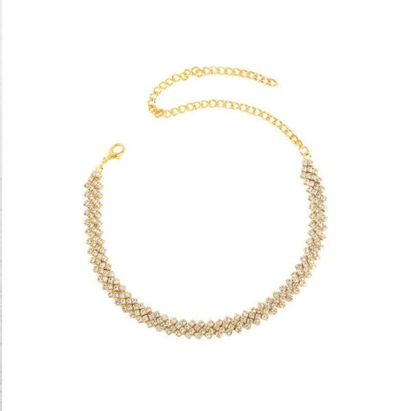 Wholesale Cross-Border Women's Simple and Fashionable Gold and Silver Personalized Shiny Diamond-Shaped Beach Anklets Versatile Foot Accessories